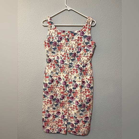 Ann Taylor Floral Multicolor Red Purple Blue Spring Dress - Picture 3 of 8